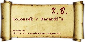 Koloszár Barabás névjegykártya